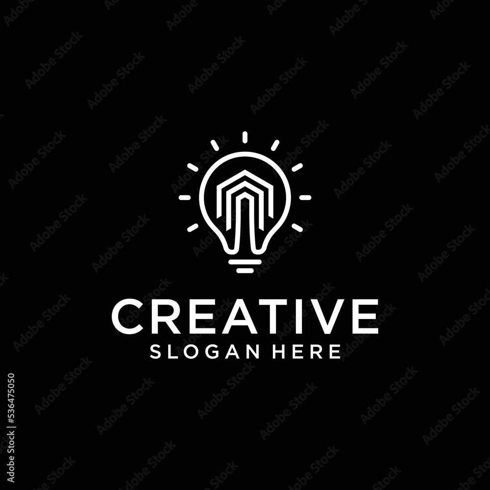 Bulb with real estate Logo Design Template Bulb with real estate Logo Design Template