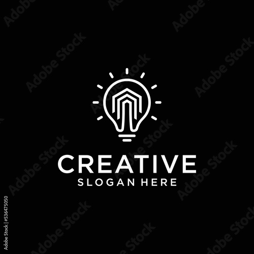 Bulb with real estate Logo Design Template