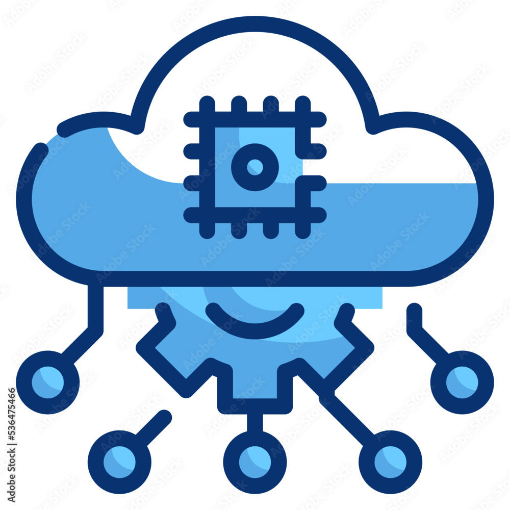 cloud with gear technology artificial intelligence icon
