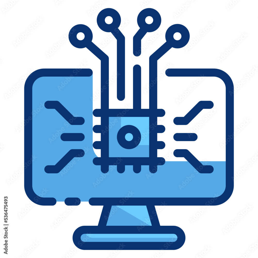 pc computer technology artificial intelligence icon pc computer technology artificial intelligence icon