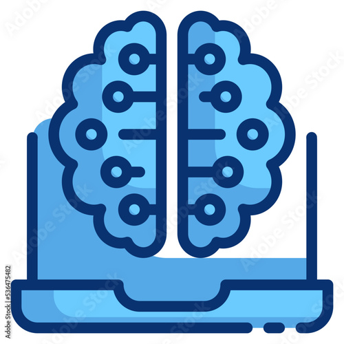 laptop with brain artificial intelligence technology icon