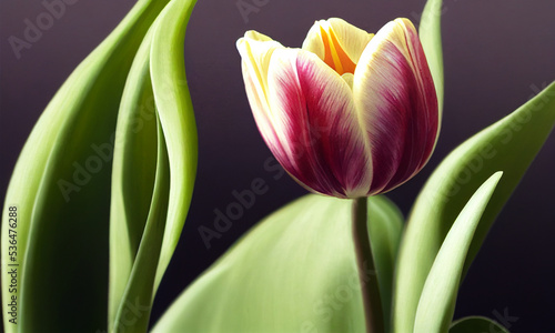 Close up tulip flowers on black background