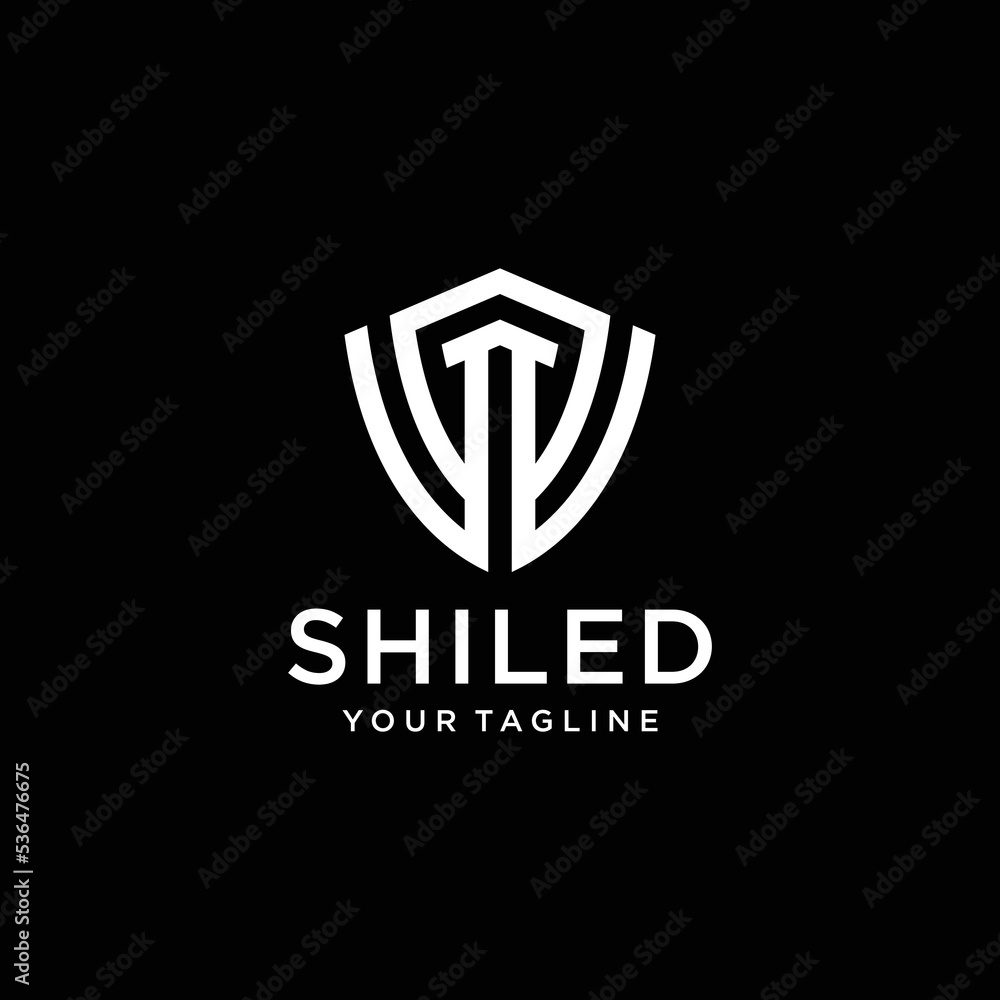 Obraz premium shield vector with arrow logo design concept