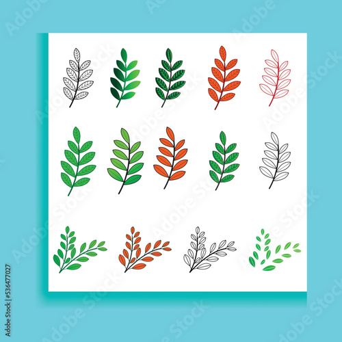Set of different tropical and other isolated green leaves. Jungle collection for your design.Vector illustration