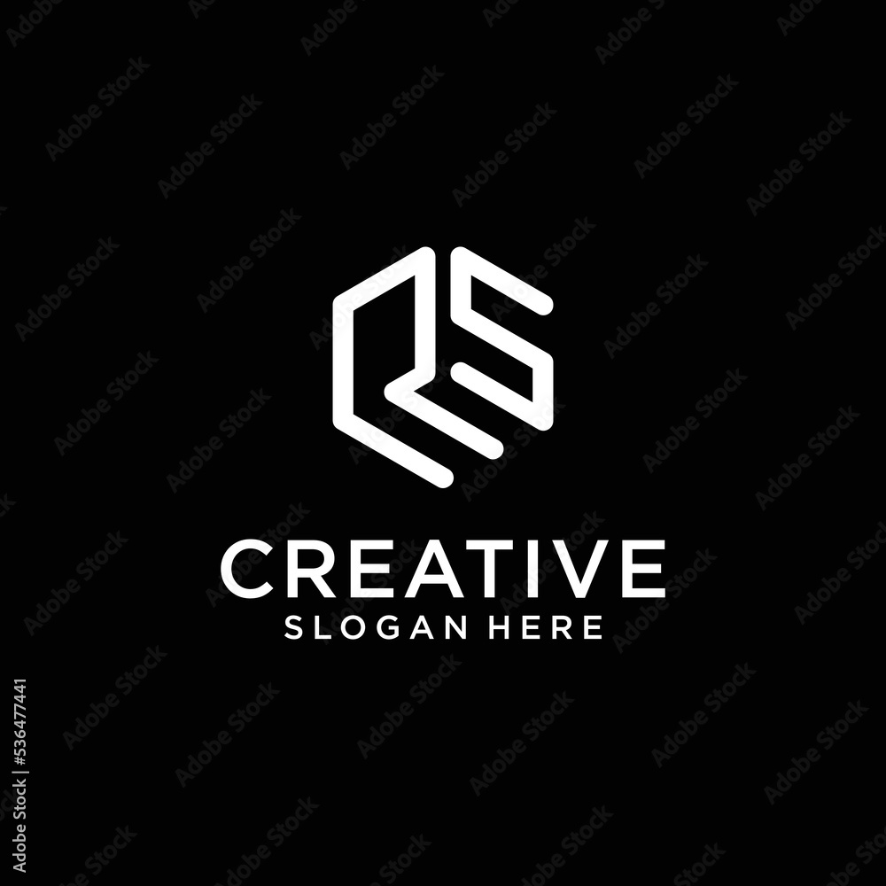 Hexagon Letter R S minimal logo icon design template Hexagon Letter R S minimal logo icon design template