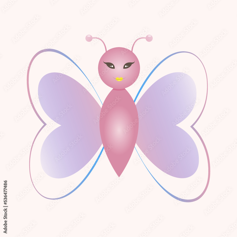 Beautiful cartoon character lady butterfly vector illustration Beautiful cartoon character lady butterfly vector illustration