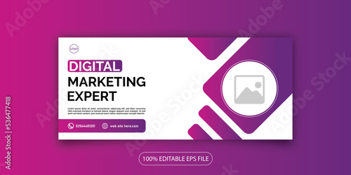 Digital marketing business agency company facebook linkdin social media cover web banner design template 