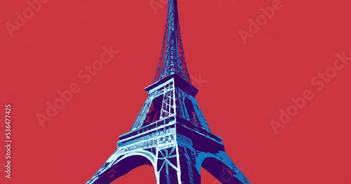 Canvas Print Eiffel tower silhouette and hand sketched icons