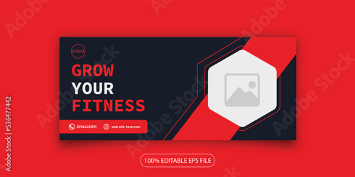 Fitness body gym marcel company business facebook linkdin social media cover web banner timeline template design 