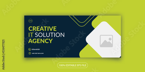 Creative it technology solution business agency company facebook linkdin social media cover web banner design template 