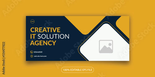 Creative it technology solution business agency company facebook linkdin social media cover web banner design template 