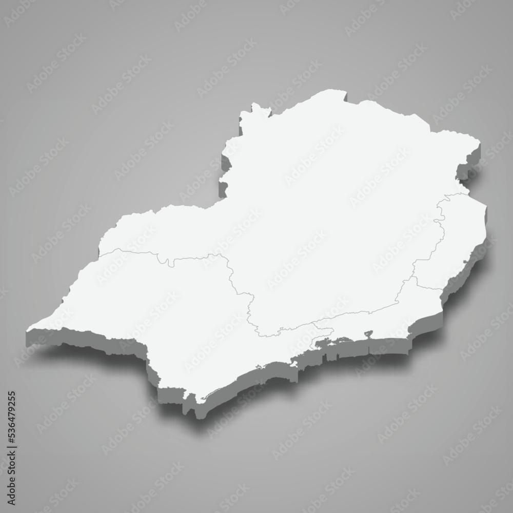 3d isometric map Southeast Region of Brazil 3d isometric map Southeast Region of Brazil