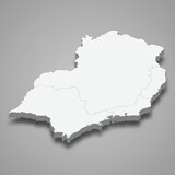 3d isometric map Southeast Region of Brazil