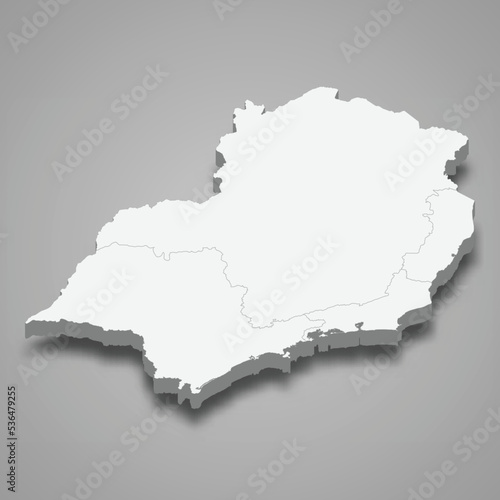 3d isometric map Southeast Region of Brazil