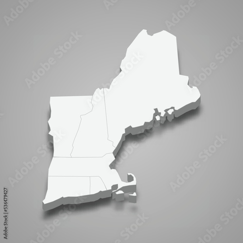 3d isometric map New England Region of United States