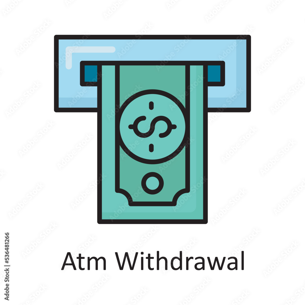 Atm Withdrawal Vector Filled Outline Icon Design illustration. Banking and Payment Symbol on White background EPS 10 File Atm Withdrawal Vector Filled Outline Icon Design illustration. Banking and Payment Symbol on White background EPS 10 File
