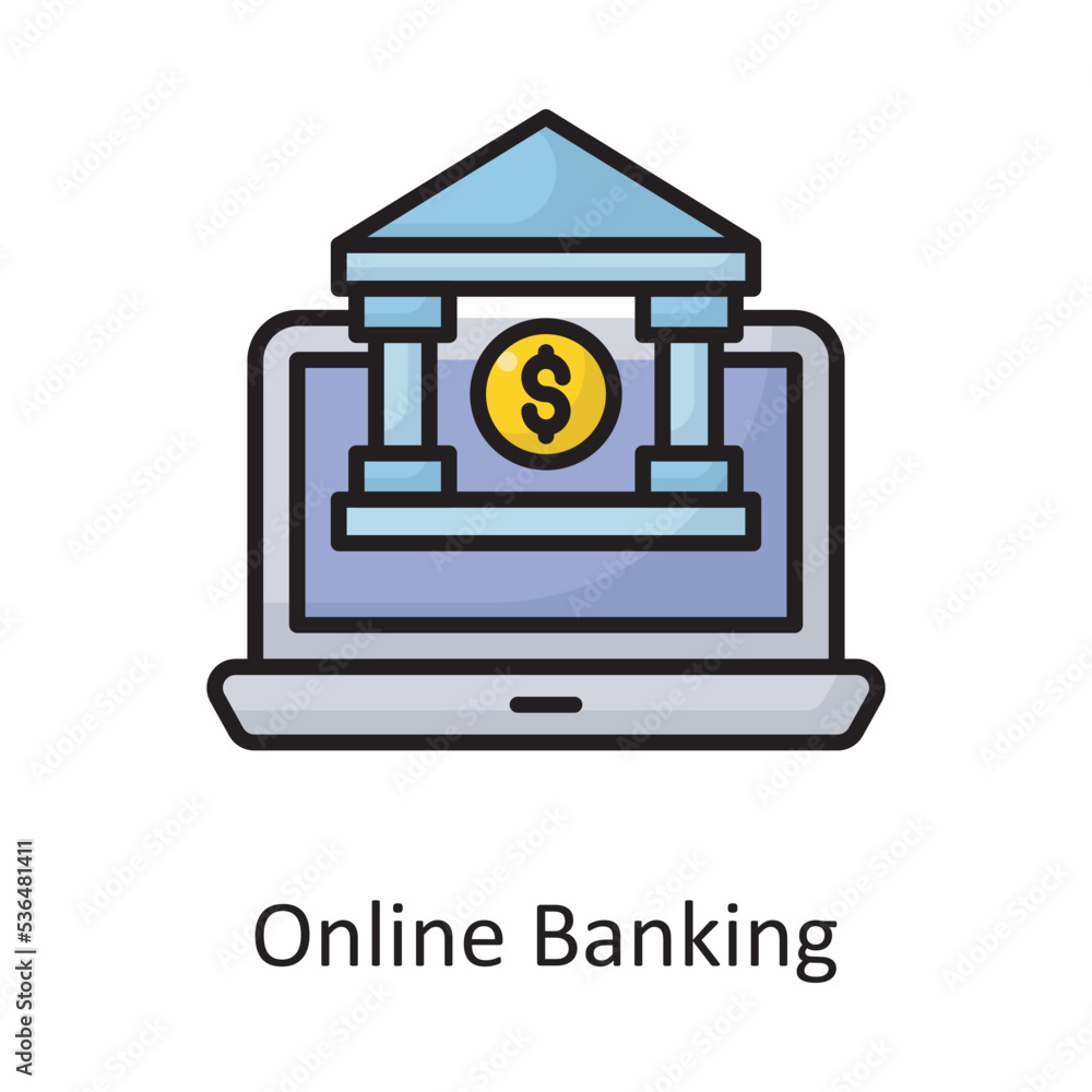 Online Banking Vector Filled Outline Icon Design illustration. Banking and Payment Symbol on White background EPS 10 File Online Banking Vector Filled Outline Icon Design illustration. Banking and Payment Symbol on White background EPS 10 File
