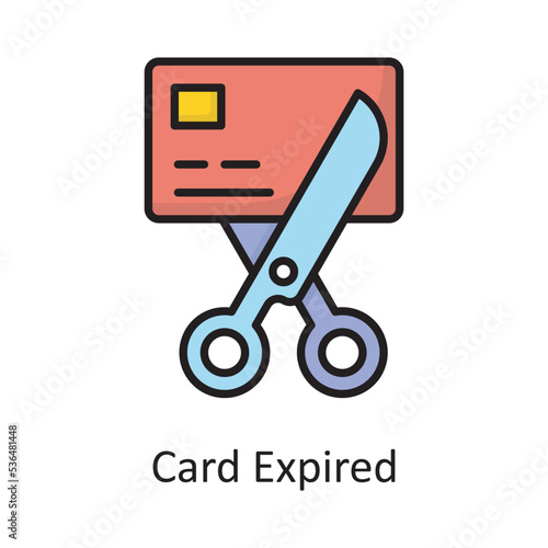 Card Expired Vector Filled Outline Icon Design illustration. Banking and Payment Symbol on White background EPS 10 File