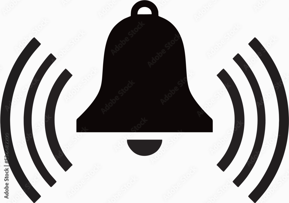 Bell icon vector, Alarm, service hand bell sign. Isolated on white ...