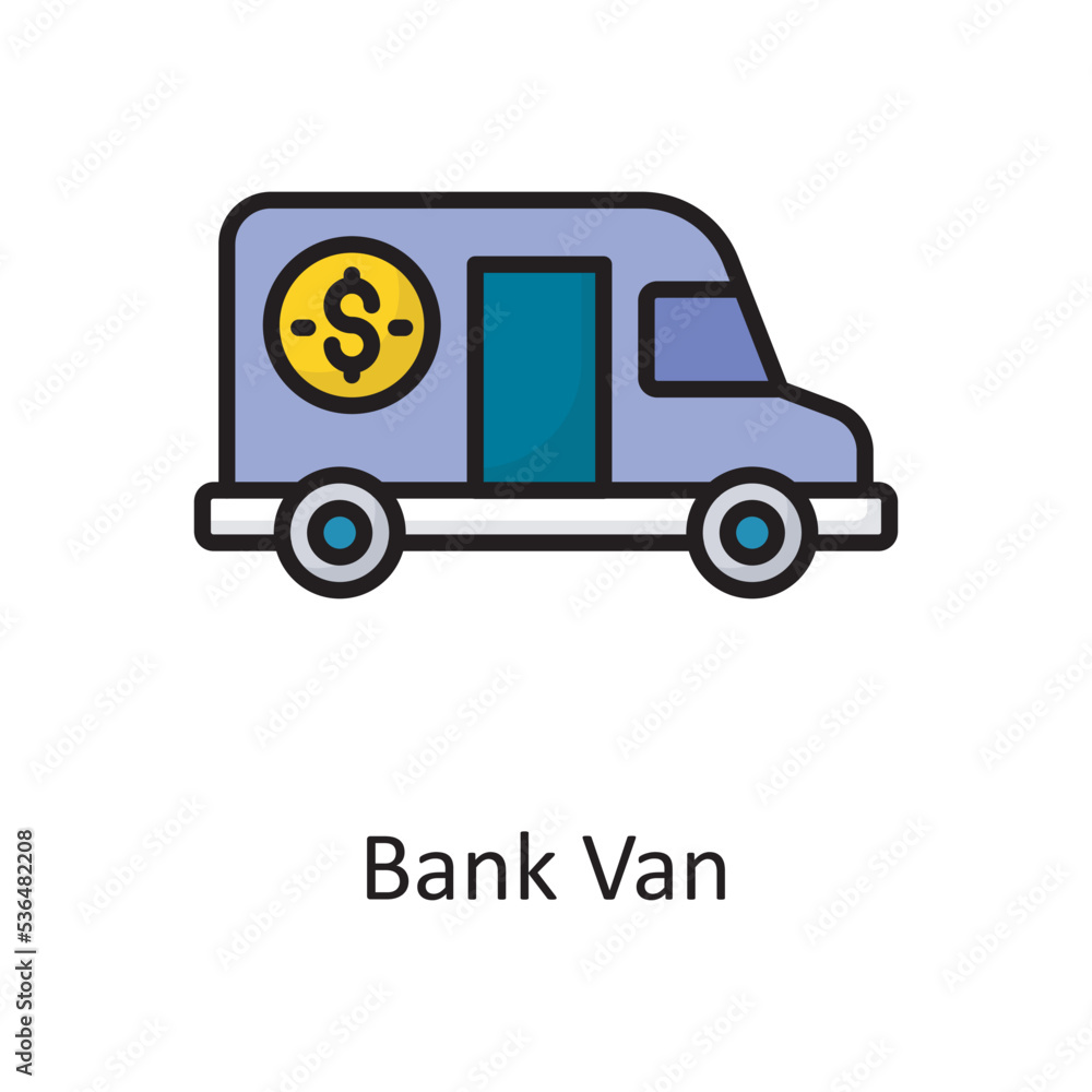 Bank Van Vector Filled Outline Icon Design illustration. Banking and Payment Symbol on White background EPS 10 File Bank Van Vector Filled Outline Icon Design illustration. Banking and Payment Symbol on White background EPS 10 File