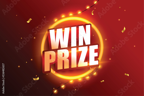 promotional win prize banner with light effect