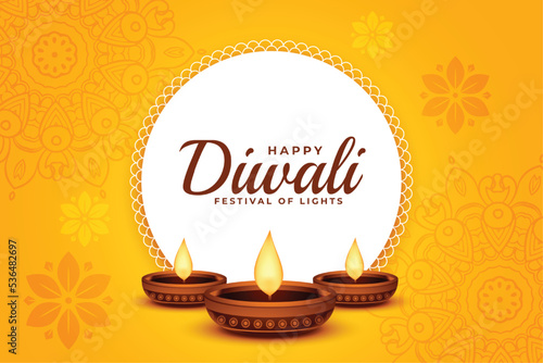 modern style diwali festival banner with oil diya design