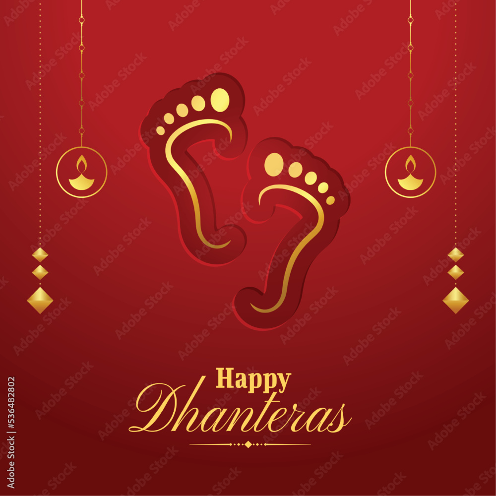 golden goddess charan on red background for happy dhanteras hindu festival golden goddess charan on red background for happy dhanteras hindu festival