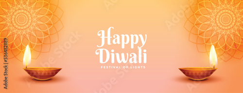 nice shubh diwali celebration banner with realistic diya design