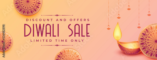 decorative shubh diwali discount and offer banner