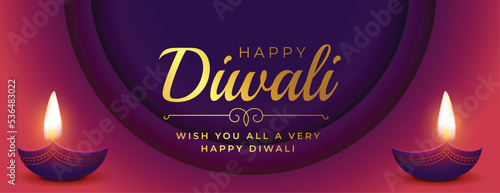 premium happy diwali wishes banner with glowing diya