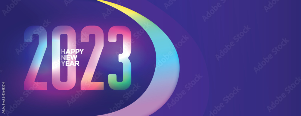happy new year wallpaper with colorful glowing 2023 text