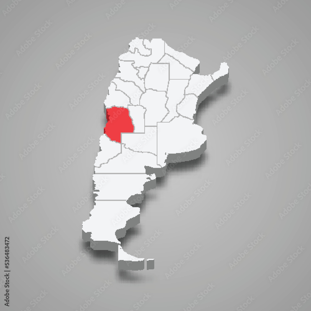 Fototapeta Mendoza region location within Argentina 3d map