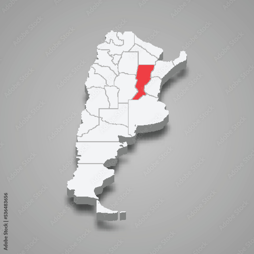 Fototapeta premium Santa Fe region location within Argentina 3d map