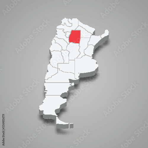 Santiago del Estero region location within Argentina 3d map photo