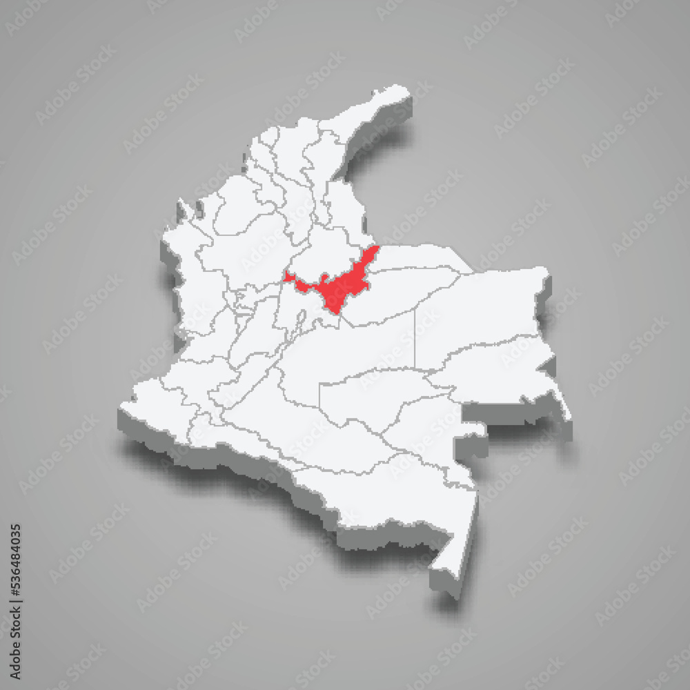 Obraz premium Boyaca region location within Colombia 3d map