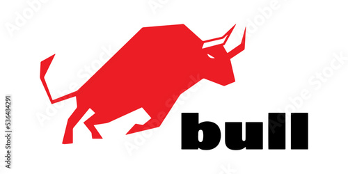 Angry red bull in matador logo icon design