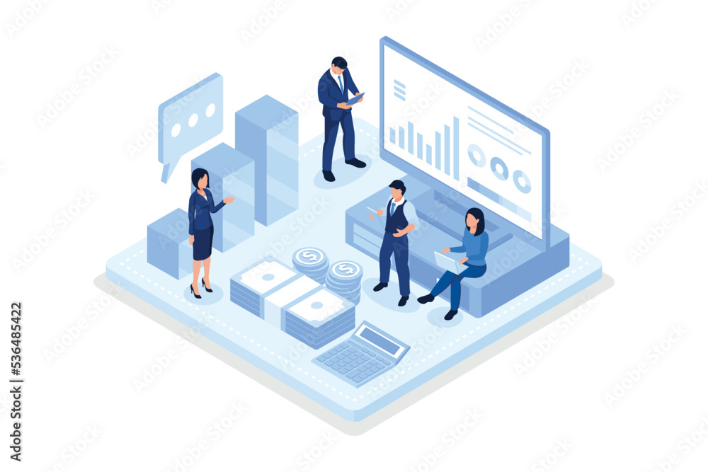 Financial management concept. Can use for web banner, infographics, hero images, isometric vector modern illustration Financial management concept. Can use for web banner, infographics, hero images, isometric vector modern illustration