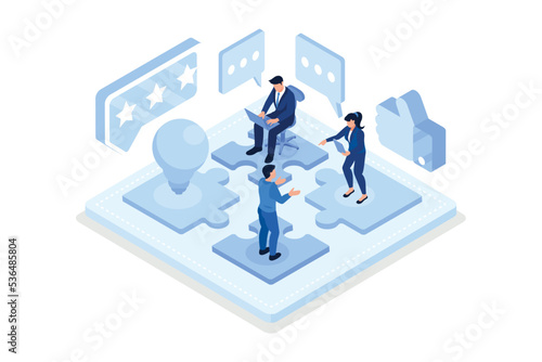 Our team concept with puzzle. Can use for web banner, infographics, hero images, isometric vector modern illustration