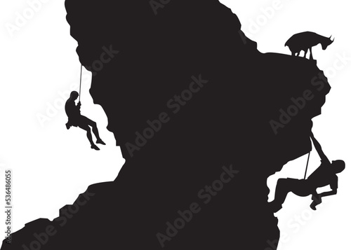 Принти на полотні mans climbing rock