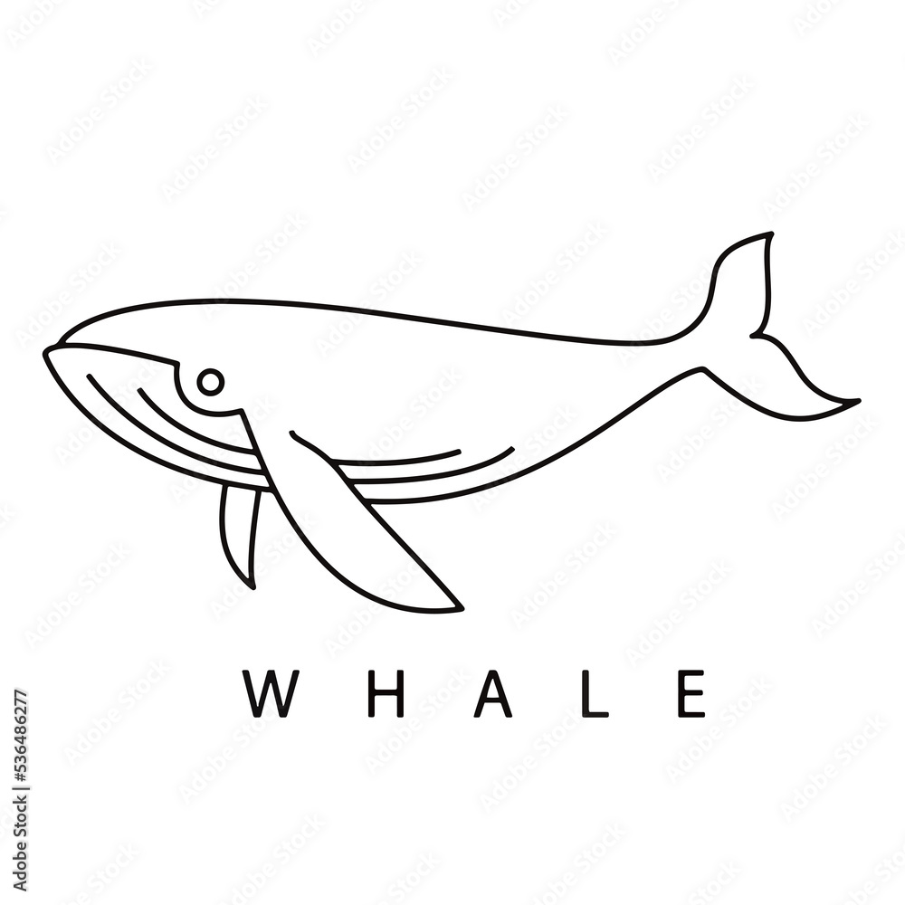 Fototapeta premium whale outline stroke for logo design
