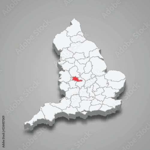 West Midlands county location within England 3d map photo