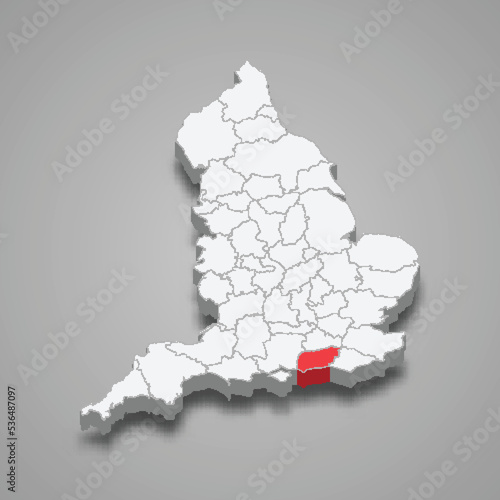 West Sussex county location within England 3d map