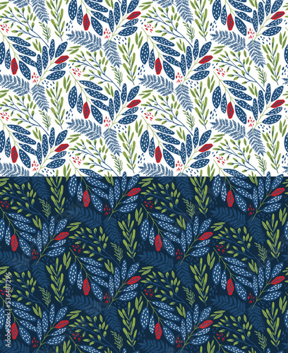 Seamless floral pattern with white and dark background. Wildflowers pattern.