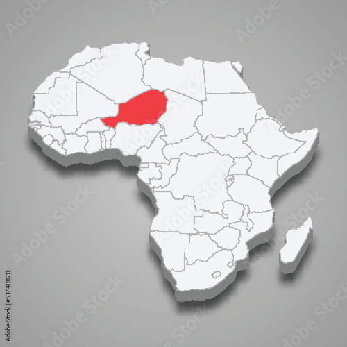  country location within Africa. 3d map Niger