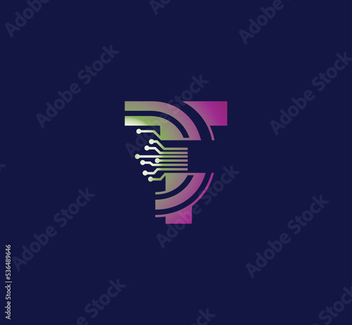 T letter Technology logo design. with Communication Service. Modern Design