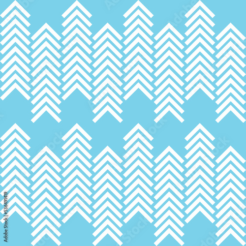 Abstract ethnic geometric seamless pattern. Tribal white arrowhead on blue pastel background vintage retro style. Vector illustration design for backdrop, texture, tile, fabric, textile, wallpaper.
