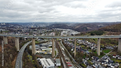 Siegtalbrücke an der Sauerlandlinie (A45) Luftaufnahme (NRW/Deutschland)