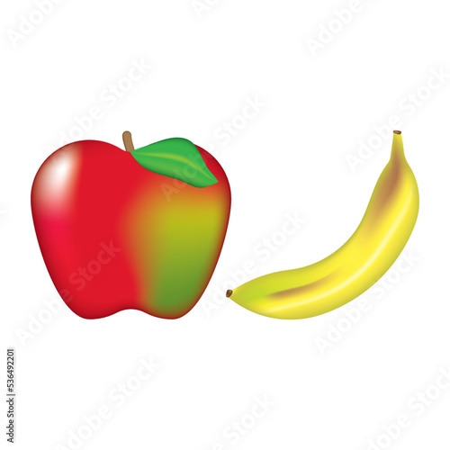 Apple and banana isolated on a white background vector.