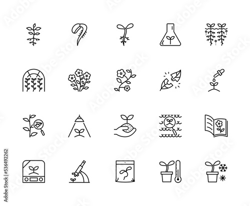 Agricultural technology icon set, simple design pictograms.