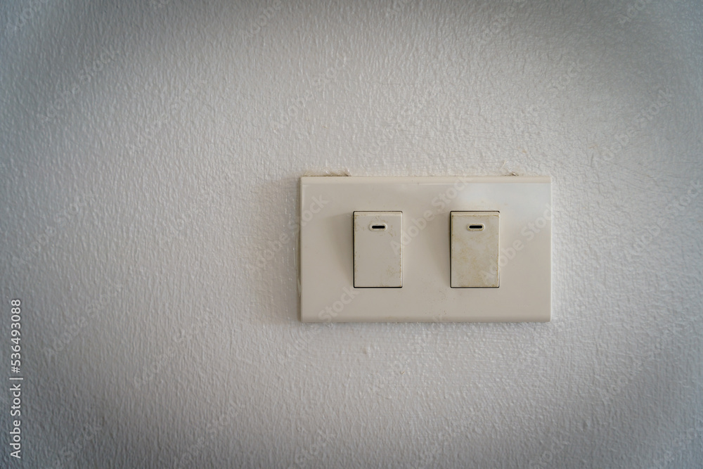 Double electric switch on cement wall in the house Double electric switch on cement wall in the house